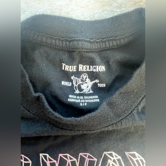 True Religion Always Curvin' long sleeve cropped top in black Size Small - Picture 6 of 9